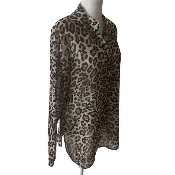 W by Worth Cheetah Animal Print V-Neck Tunic Blouse Womens Size Small - Picture 3 of 7